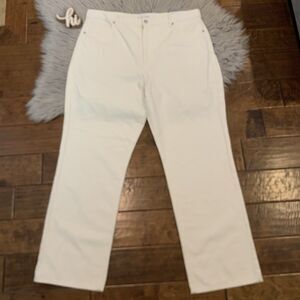 Loft Womens The Full Length Straight Fit Full Length Pants Ivory Size 34 New